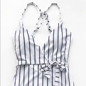 Stripped Wrap Around One Piece